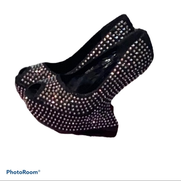 luxury rebel Shoes - Fashion rhinestone embellished platform wedge dress shoes